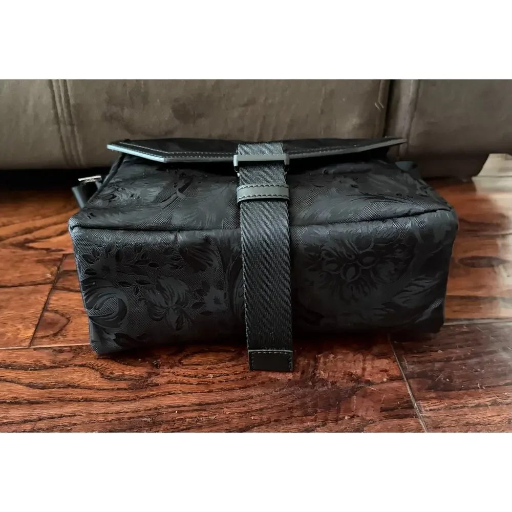 $1,575 NWT Versace Men's Barocco Jacquard Nylon Greca Buckle Messenger Bag